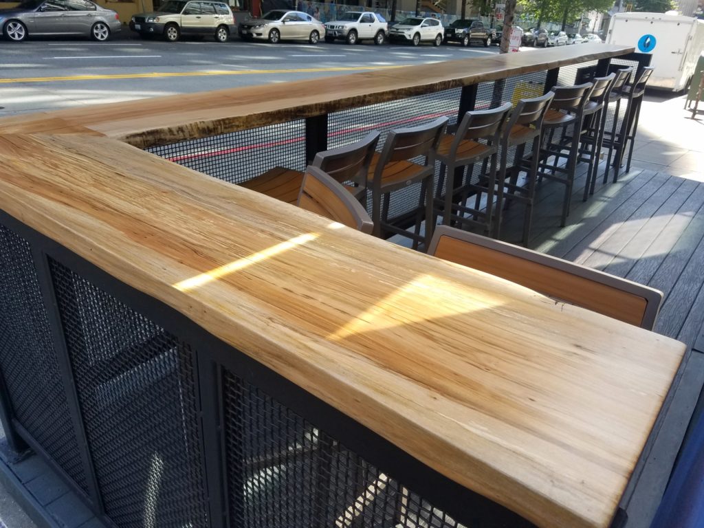 Outdoor Live Edge Custom Bar in Seattle by Blue Snow