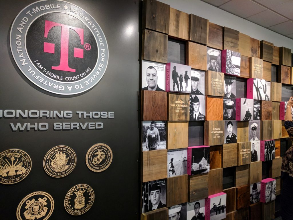 T-Mobile Wall Graphics Veterans Wall Install by Blue Snow Custom Furniture