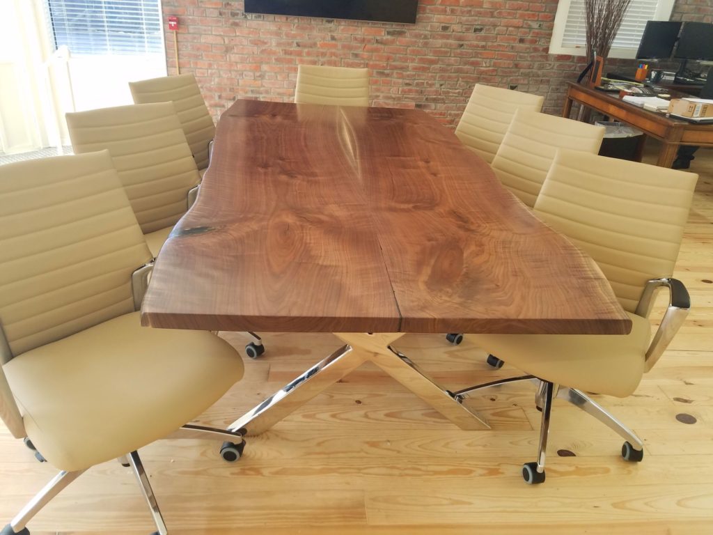 Black Walnut Book Matched Custom Live Edge Conference Table, Whitefish MT