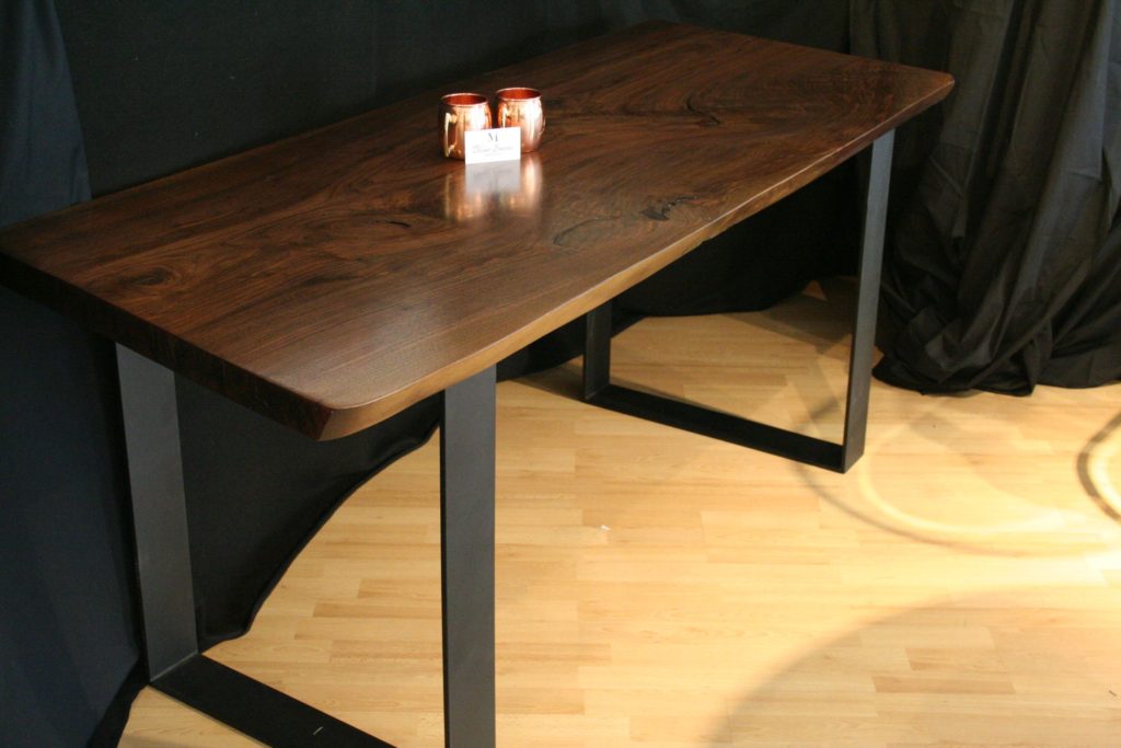 Live Edge Black Walnut desk, custom commercial furniture by Blue Snow