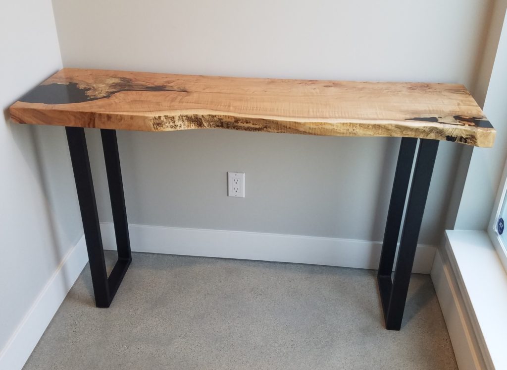 Custom Maple and Black Resin Side Table