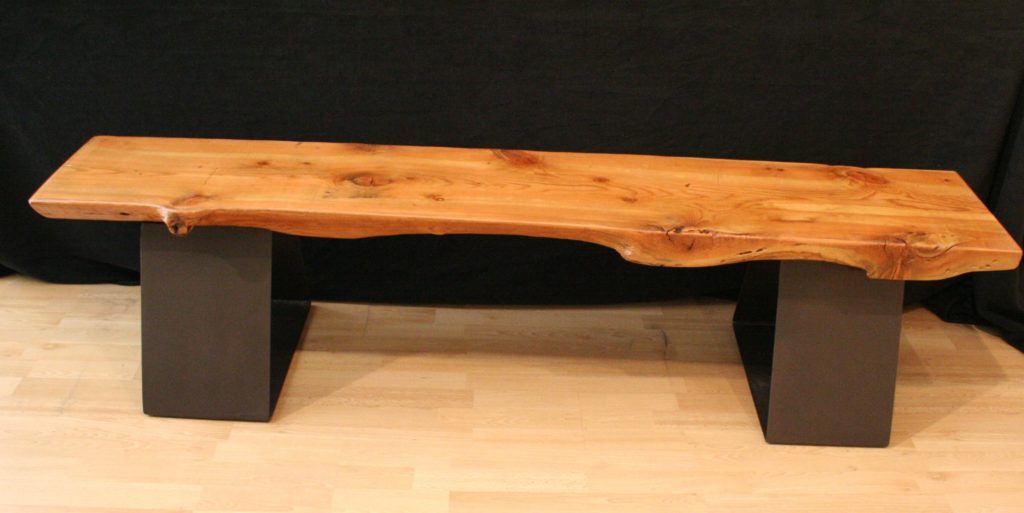 Modern Pine Live Edge Bench by Blue Snow in Kalispell