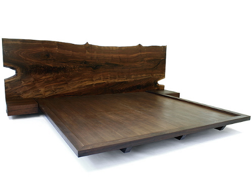 Black Walnut Live Edge Bed Head Board and Floating Side Tables, Residential custom furniture flathead MT